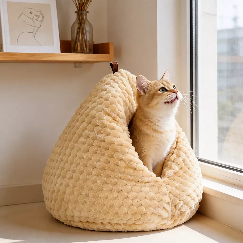 Chicken Butt-Shaped Enclosed Plush Cat Bed