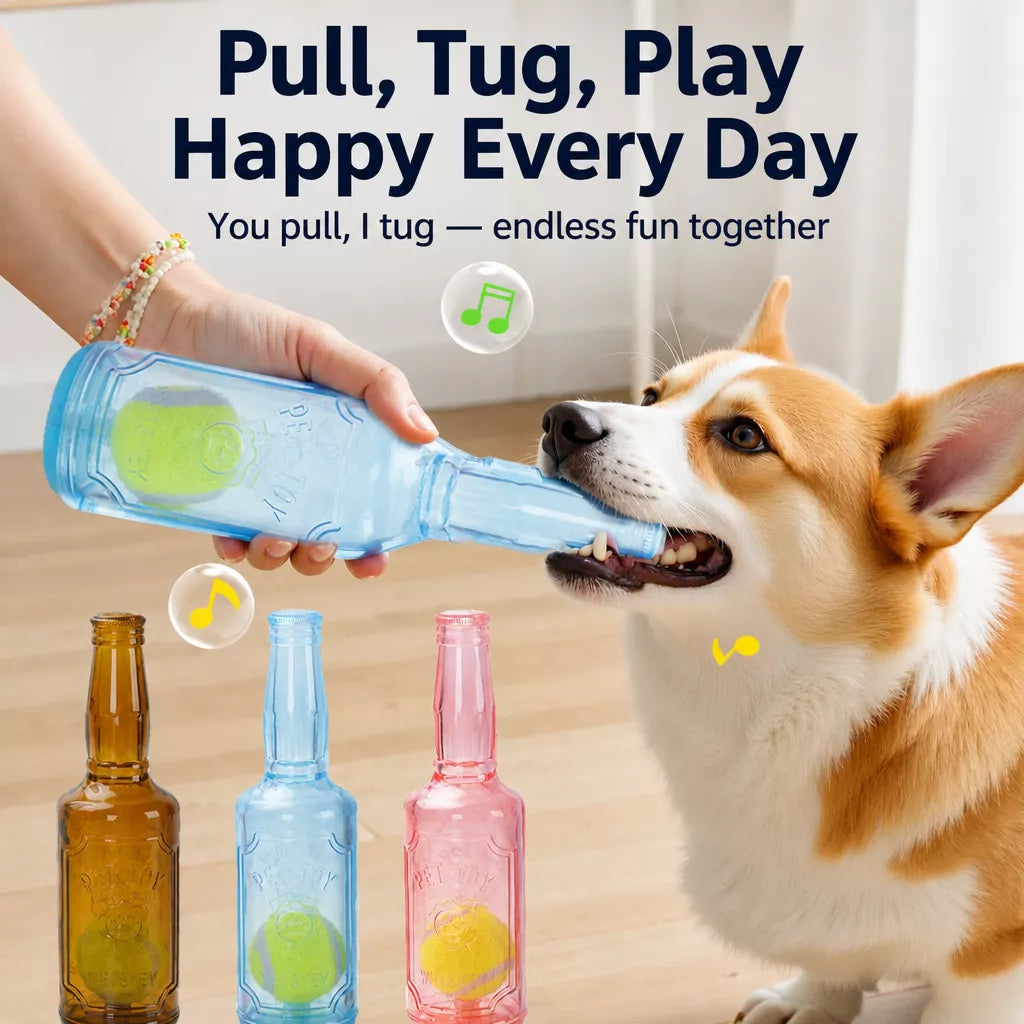 Small Dog Squeaky Bottle Toy with Tennis Ball