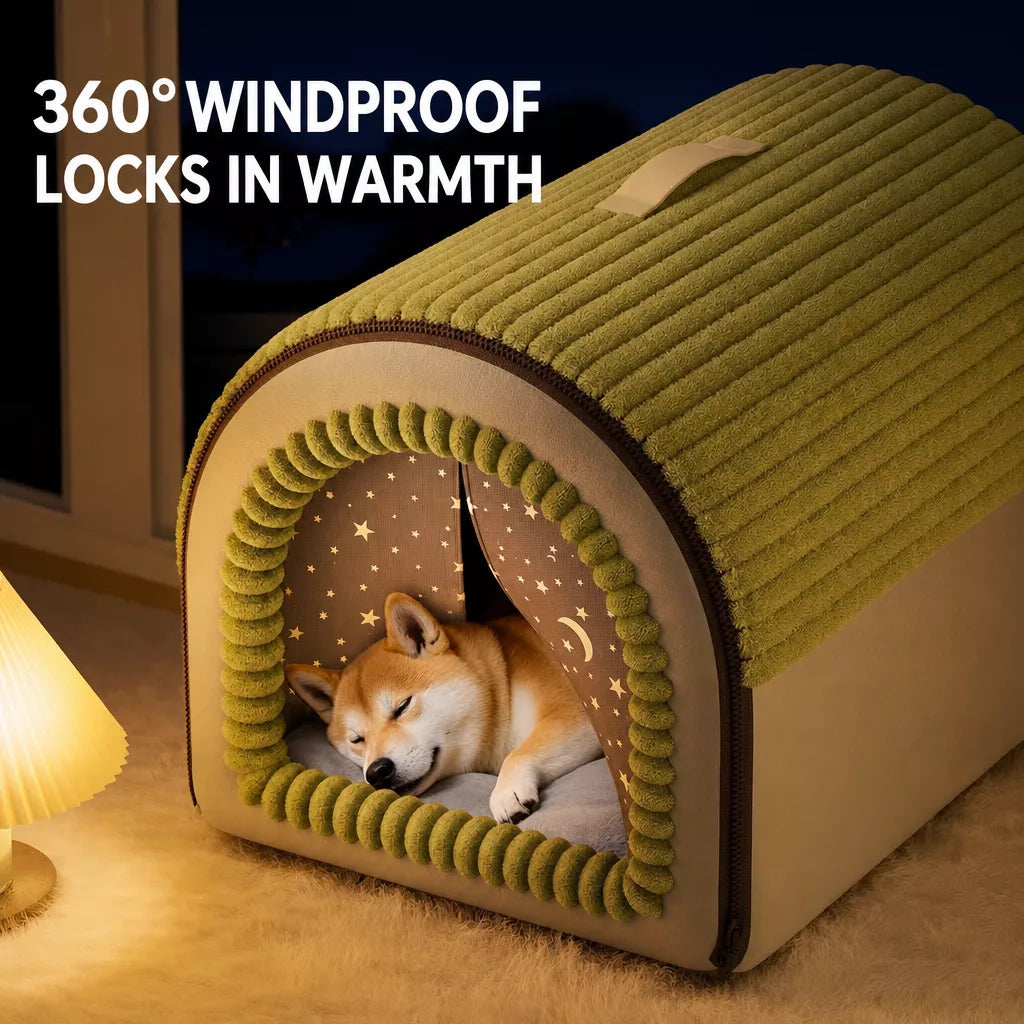 Enclosed Covered Pet Bed for Dogs and Cats
