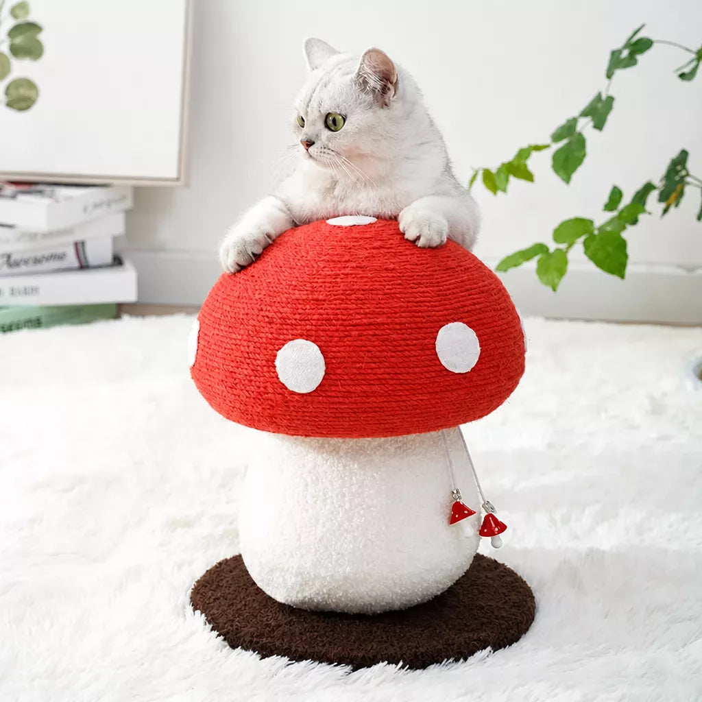 Mushroom Cat Scratching Post and Cat Toy