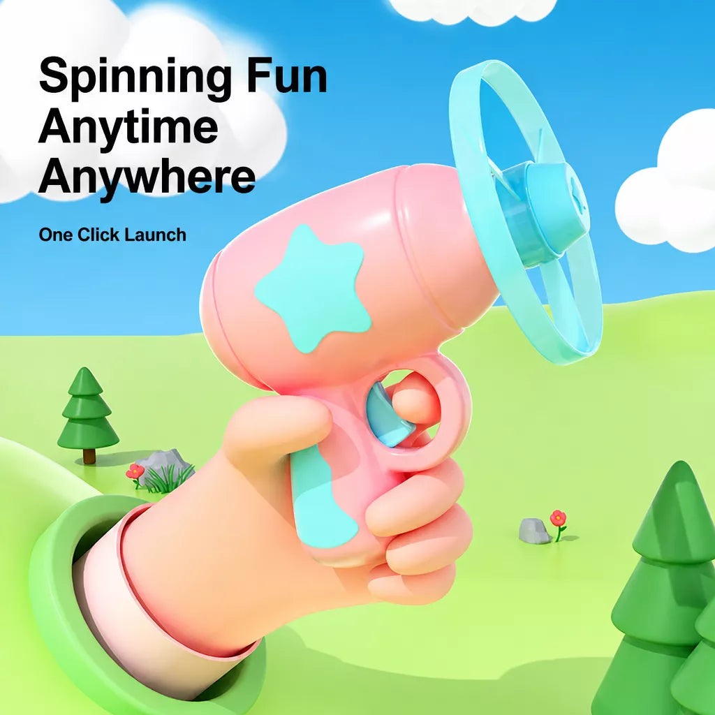 Interactive Cat Teaser Wand Toy with Flying Disc Launcher