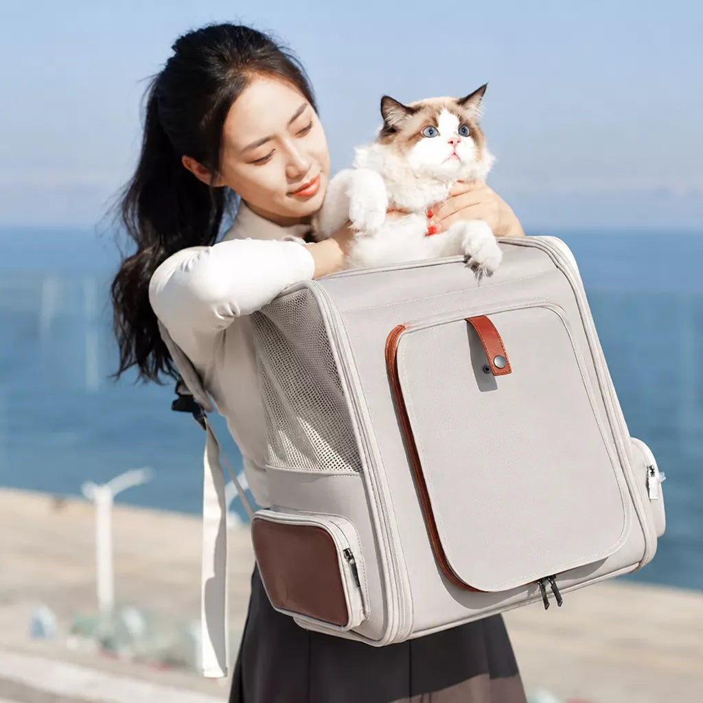 Canvas Pet Carrier Backpack for Cats and Small Dogs