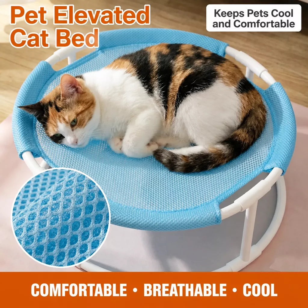 Round Elevated Pet Bed with Breathable Hammock-Style Surface