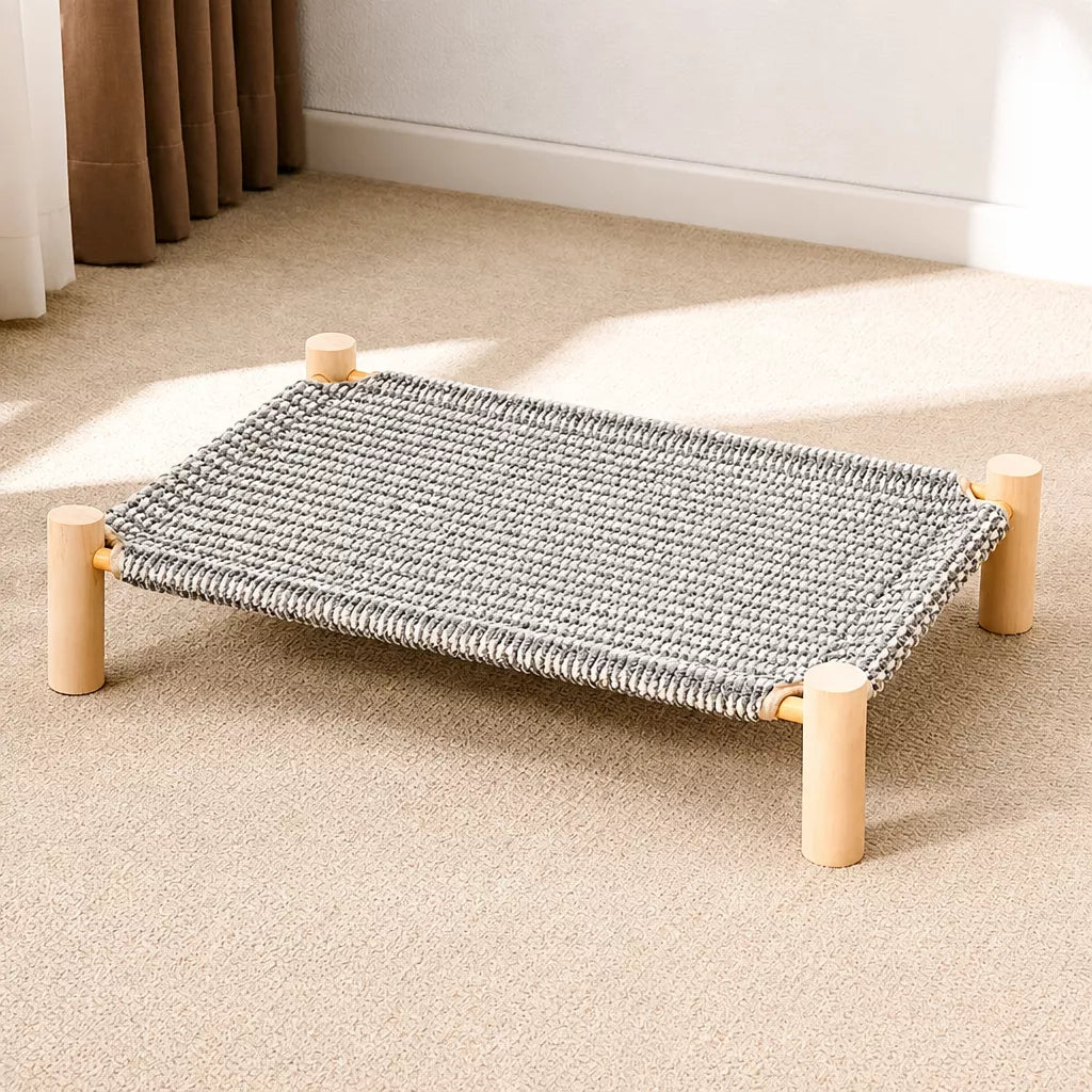 Cot-Style Pet Bed with Scratching Surface