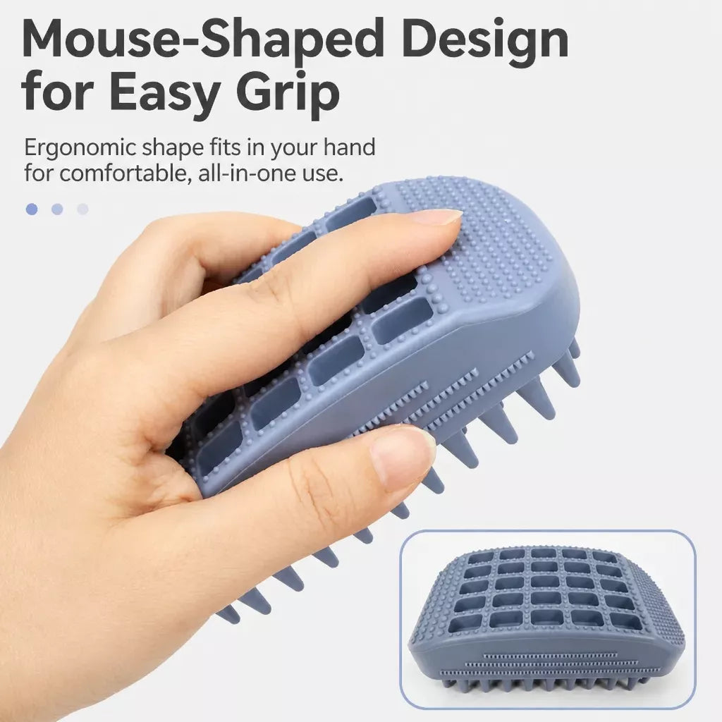 Silicone Pet Bath & Grooming Brush for Dogs and Cats