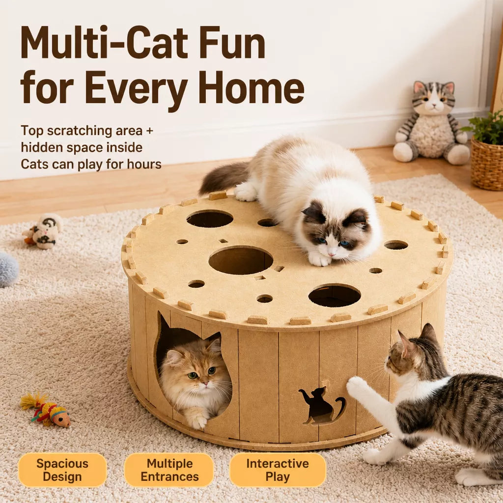Donut Cat Scratcher Bed with Enclosed Tunnel