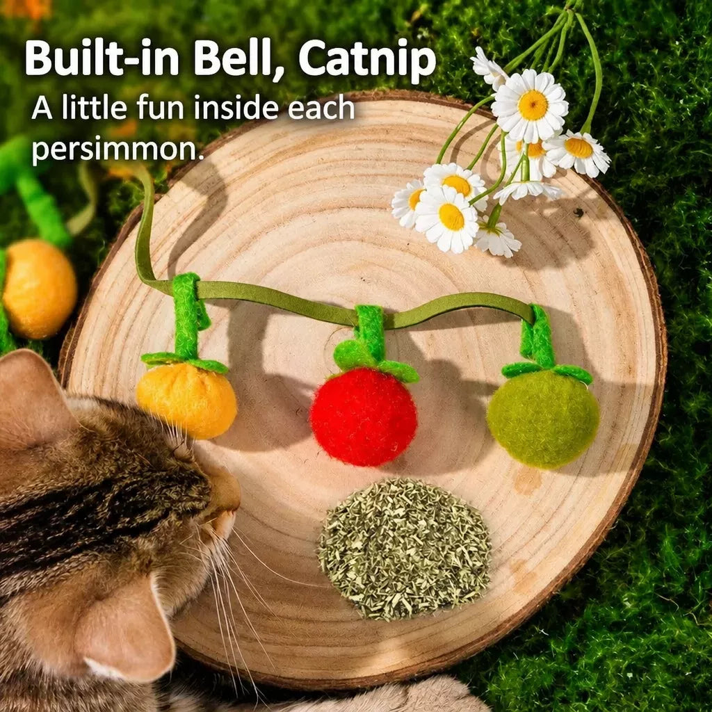 Felt Fruit String Cat Toy with Bell