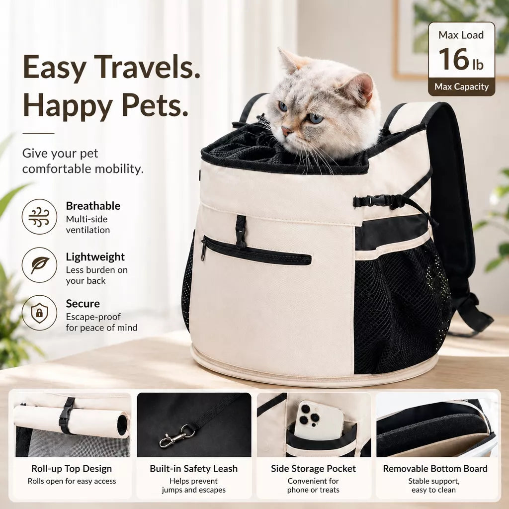 Mesh Backpack Pet Carrier for Small Cats and Dogs