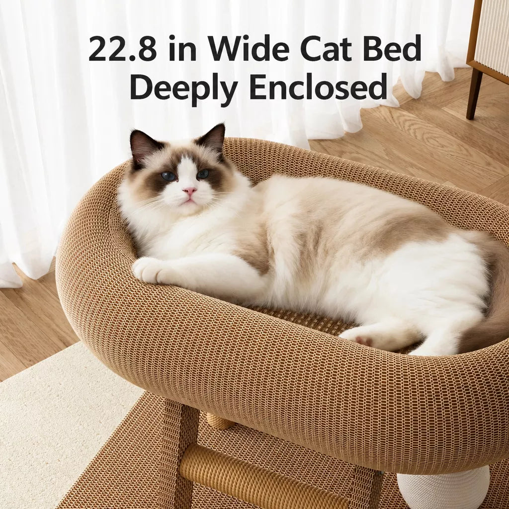 Space-Saving Sisal Cat Scratcher Bed & Climbing Tower