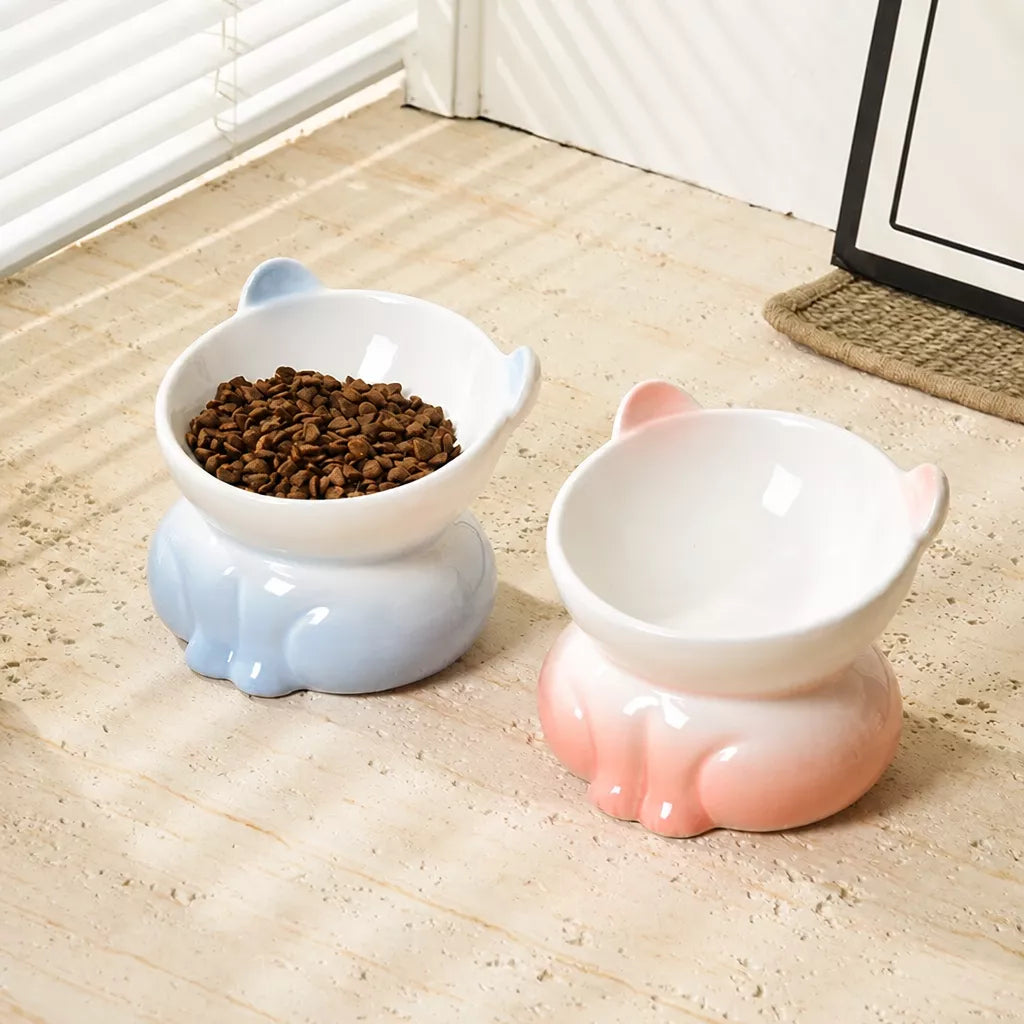 Elevated Ceramic Cat Food Bowl