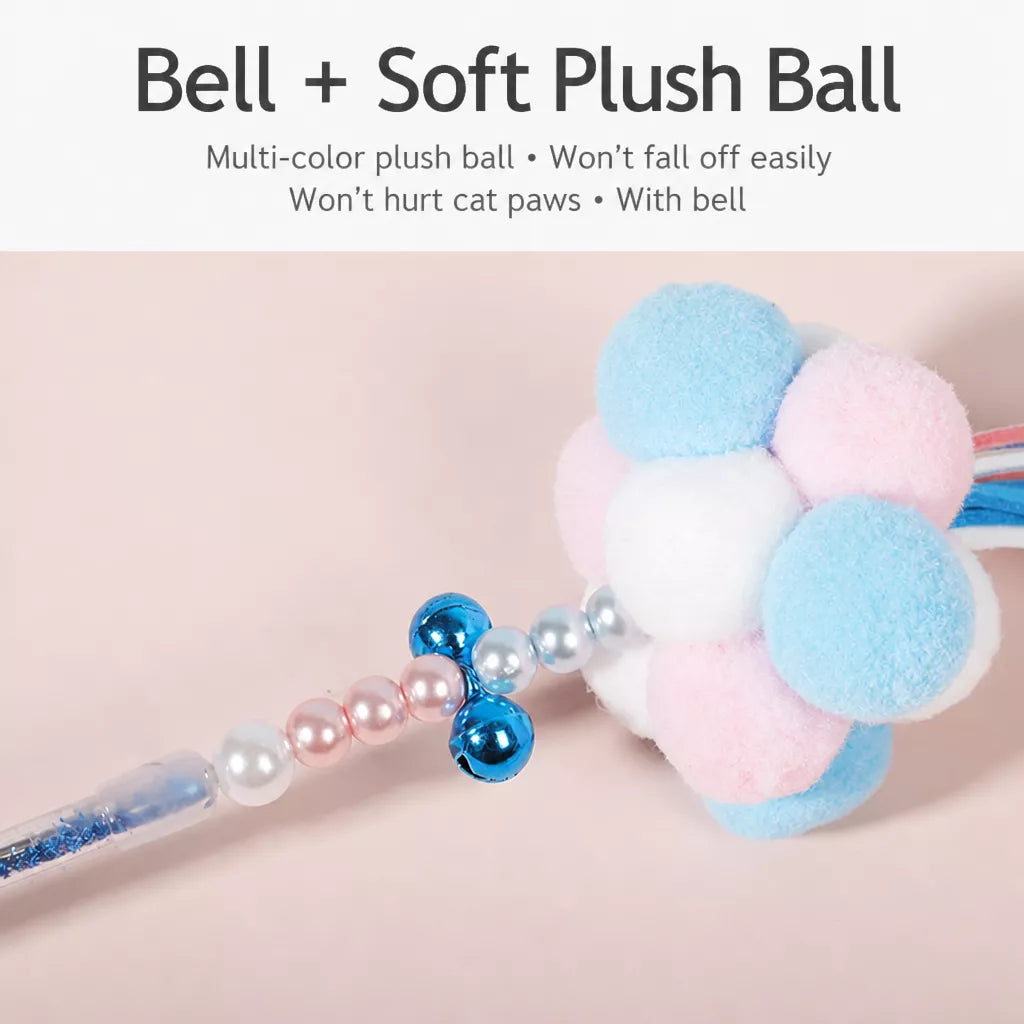 Fairy Cat Teaser Wand with Pom-Pom Toy