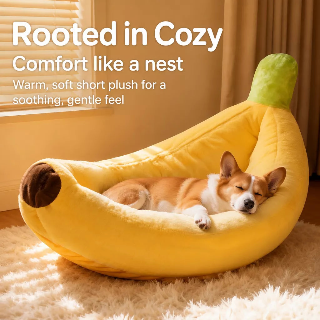 Banana-Shaped Pet Bed for Small to Medium Dogs and Cats