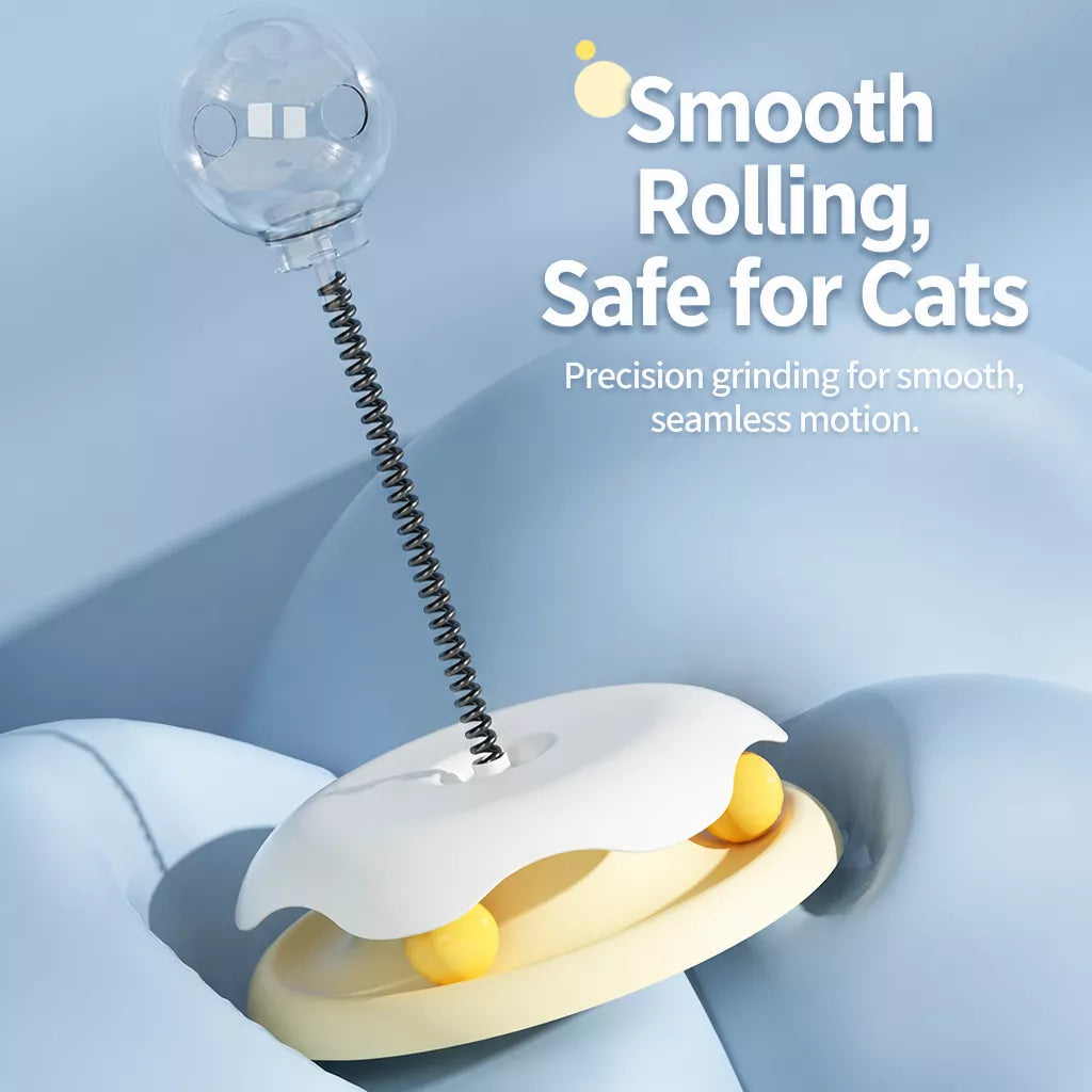 Interactive Cat Treat Spinner Toy with Teaser and Yarn Ball Options