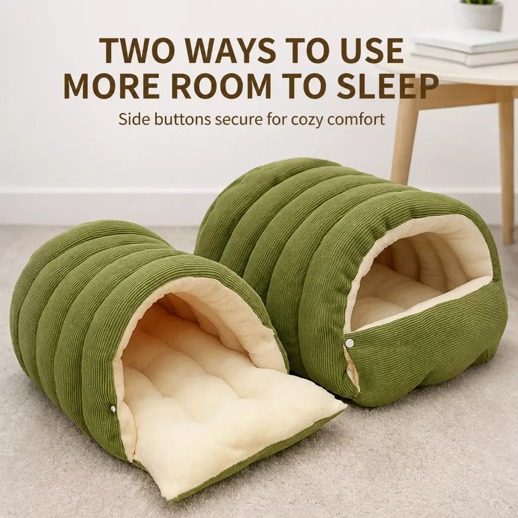 Semi-Enclosed Cat & Dog Bed with Removable Washable Cover
