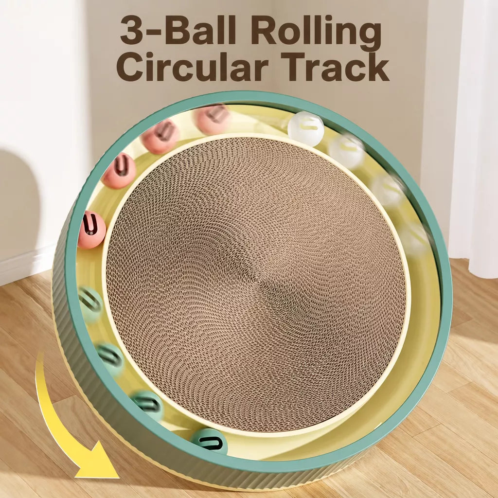 Extra-Large Round Cat Scratcher Lounge with Toy Ball
