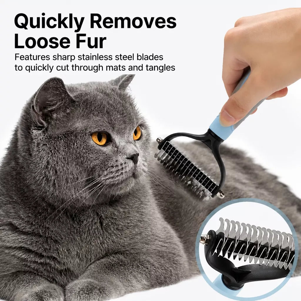 Pet Dematting and Deshedding Comb for Dogs and Cats