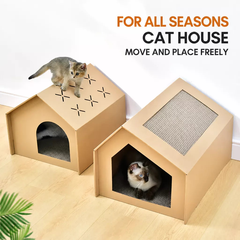 Corrugated Cardboard Cat House & Scratcher