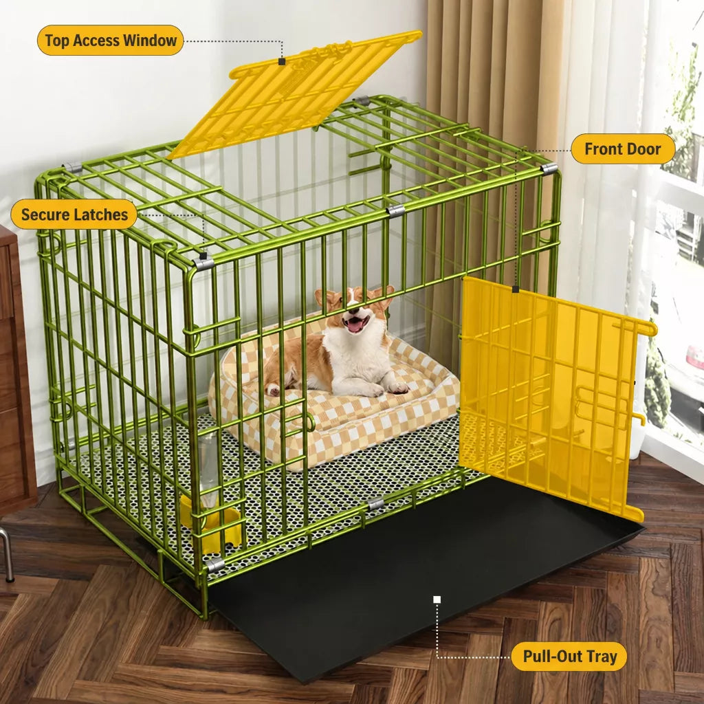Indoor Dog Crate with Tray for Dogs Up to 33 lb