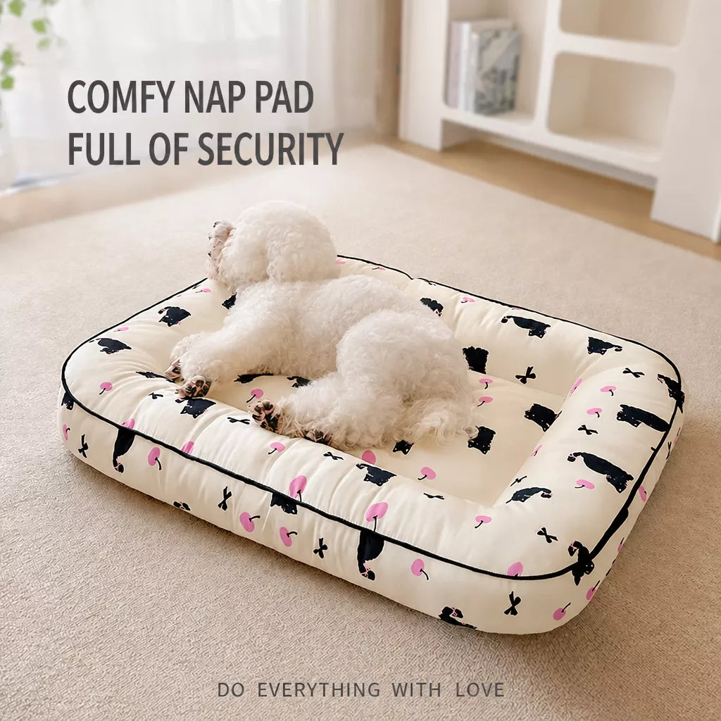 Washable Cotton-Linen Pet Bed Mat for Dogs and Cats