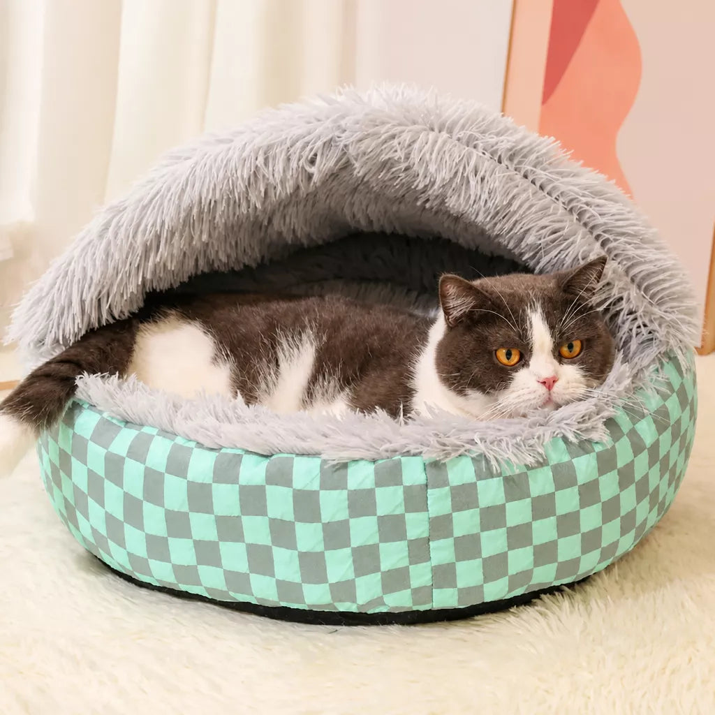 Semi-Enclosed Pet Bed for Cats and Small Dogs