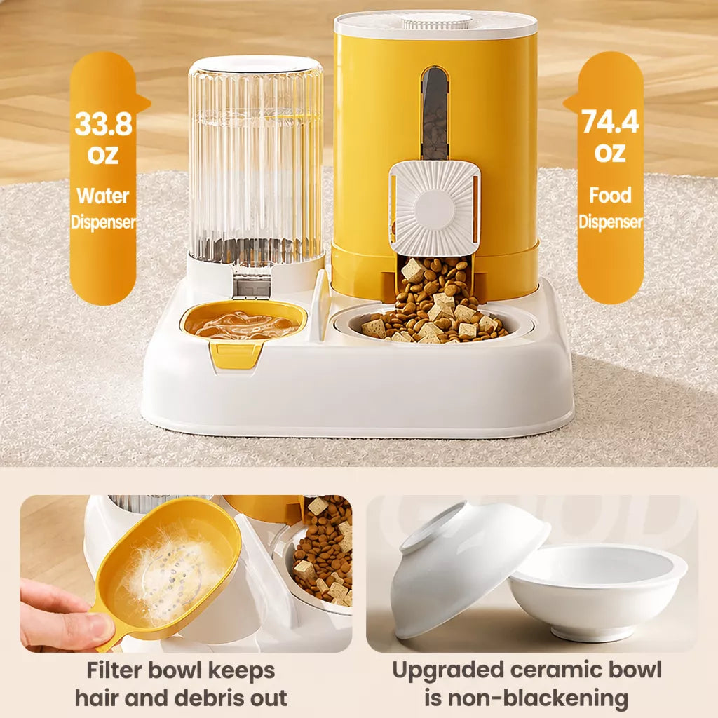 Automatic Pet Feeder with Dual Bowls for Cats & Dogs