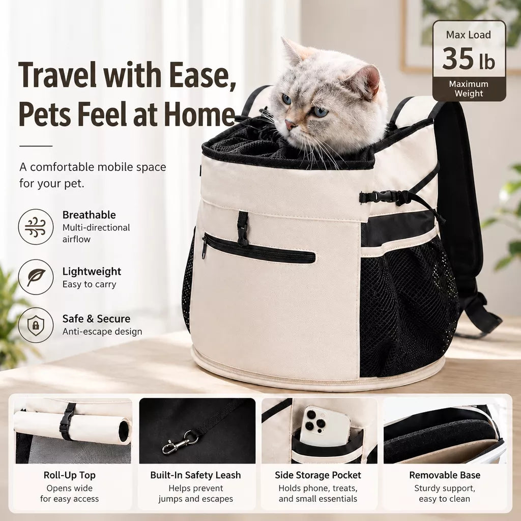 Mesh Backpack Pet Carrier for Small Cats and Dogs