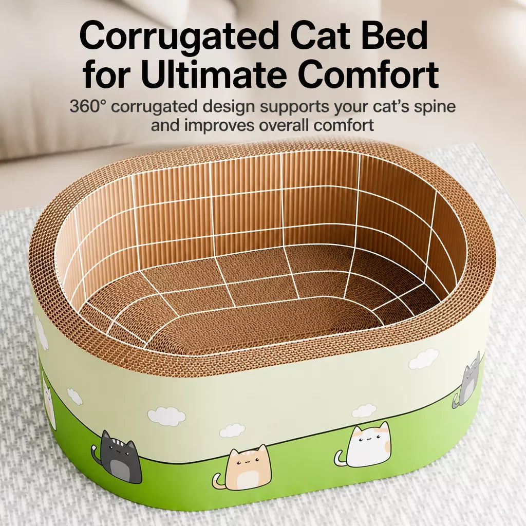 Deep Corrugated Cardboard Cat Scratcher Bed