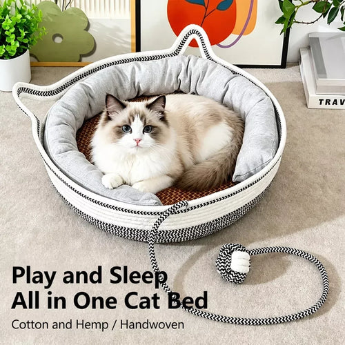 Cat Bed with Built-In Scratching Pad