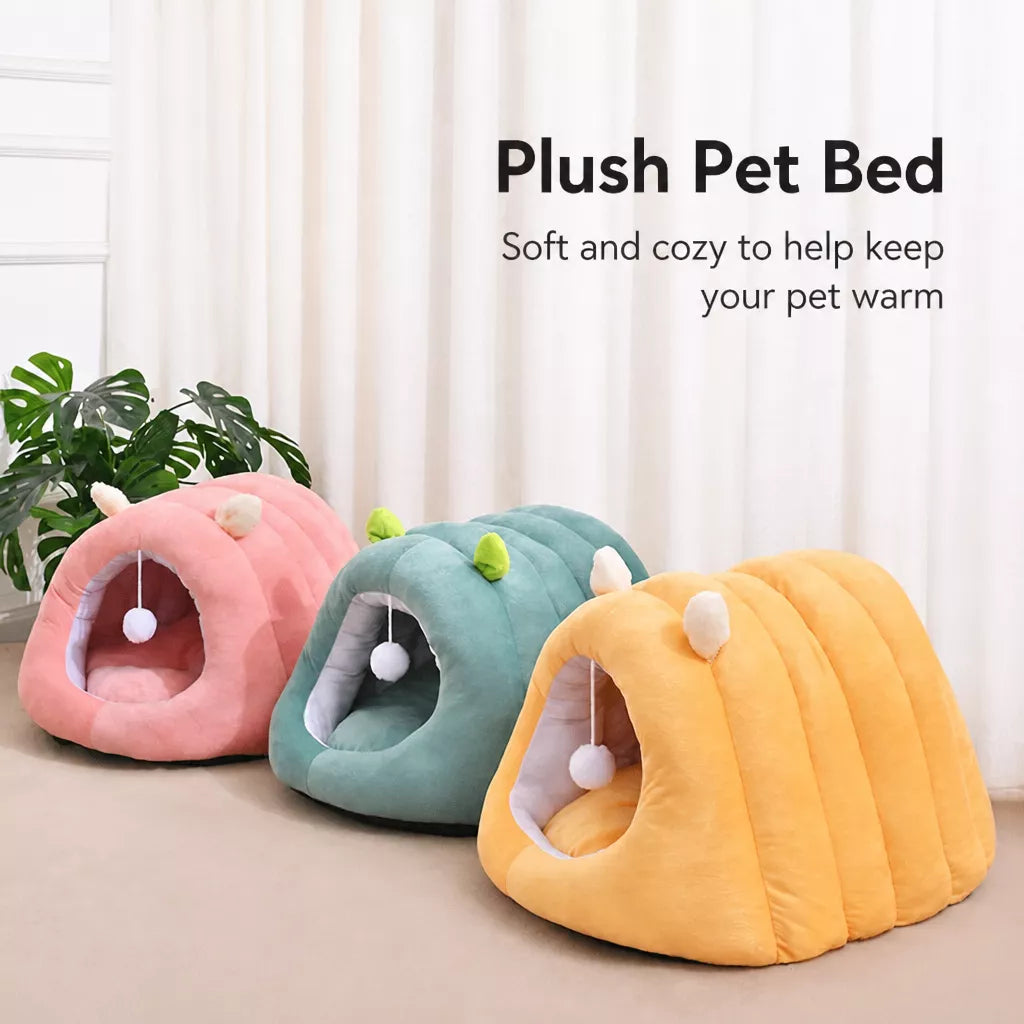 Semi-Enclosed Cat Bed with Tunnel-Style Hideaway