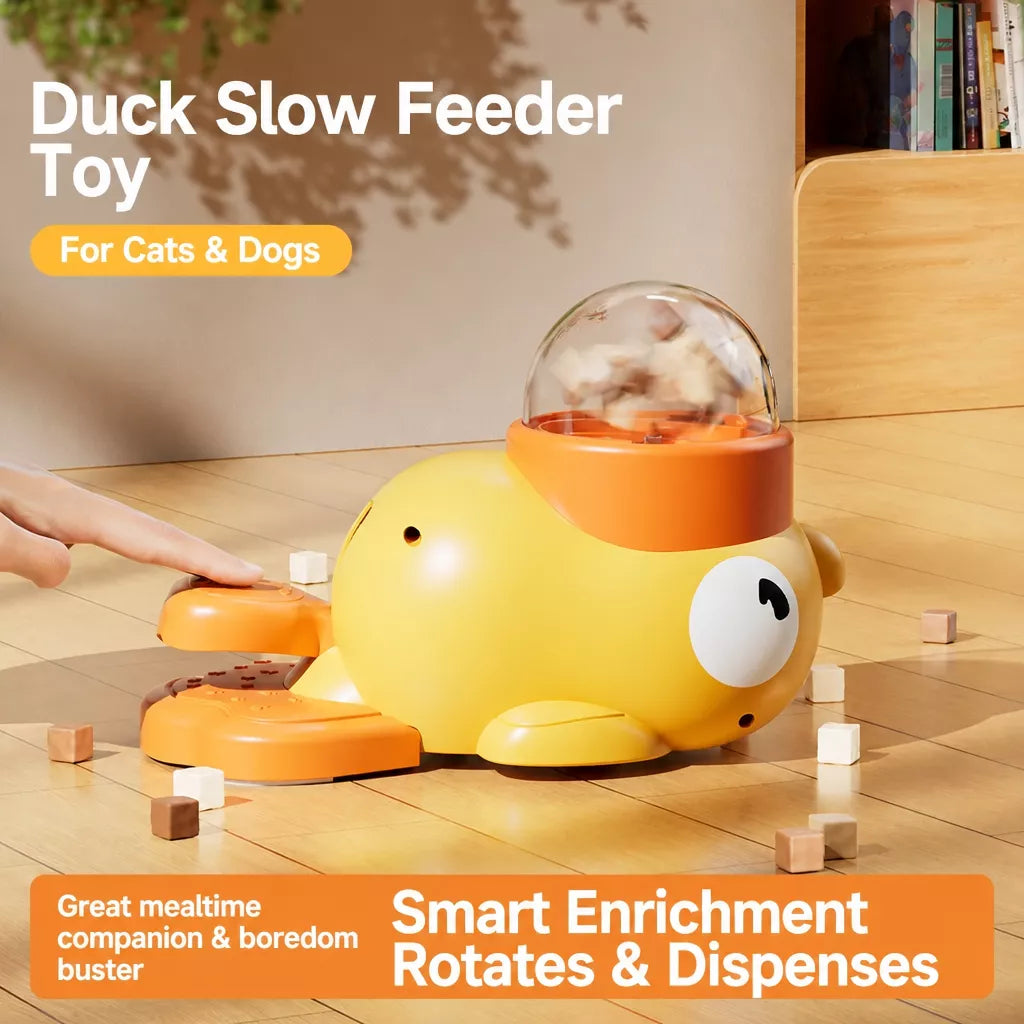 Rotating Duck Treat Dispenser Toy for Cats