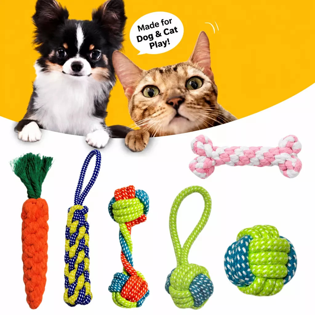 Squeaky Rope Chew Toys for Small and Medium Dogs