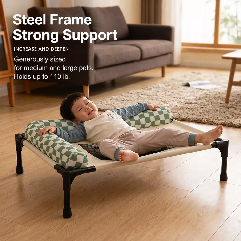 Portable Elevated Pet Cot Bed with Removable Cushion