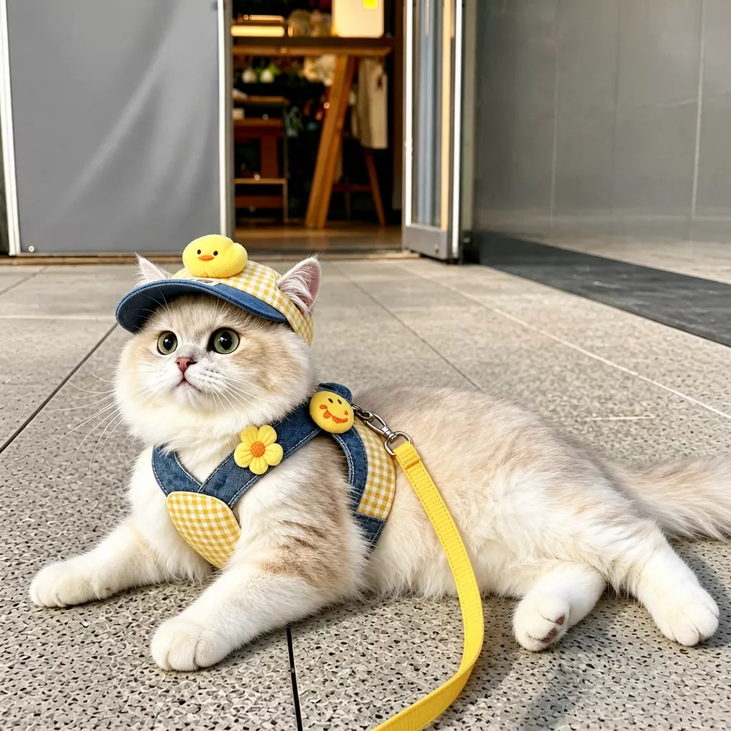Pet Harness Vest and Hat Sets with Leashes