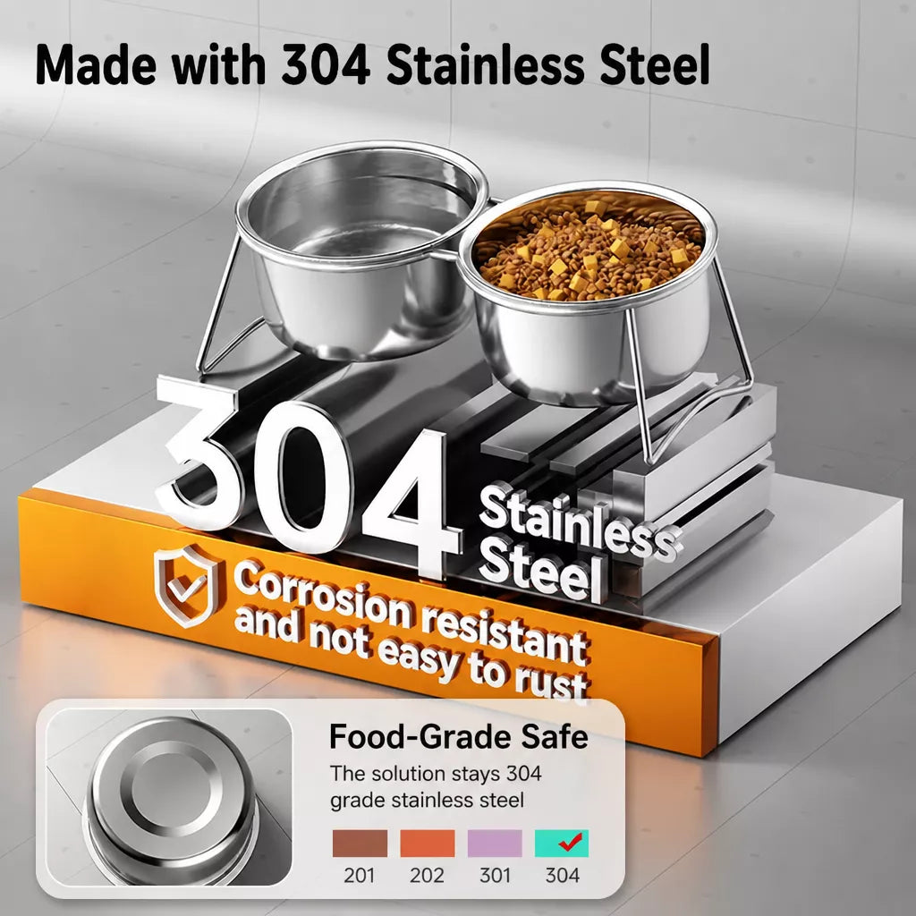 Elevated Stainless Steel Pet Bowl Stand for Dogs & Cats