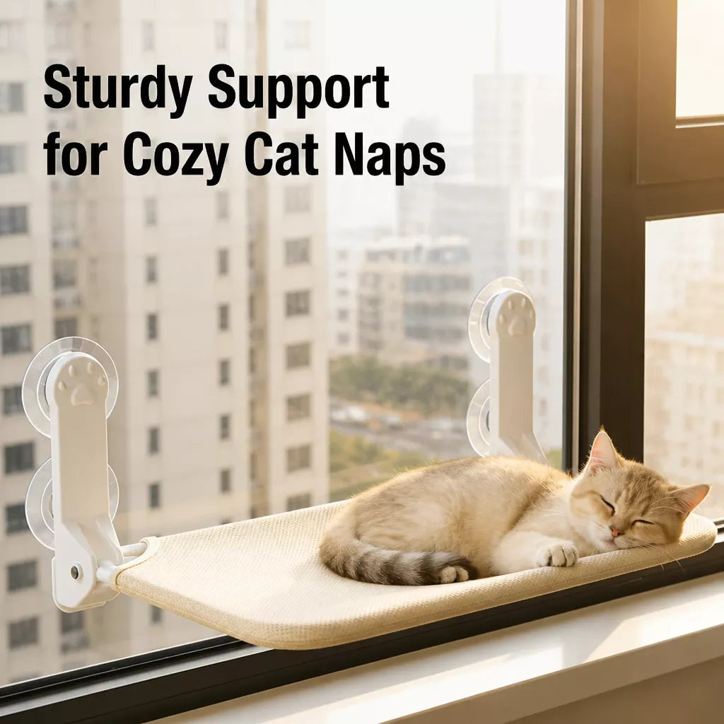 Window-Mounted Cat Hammock Bed with Suction Cups