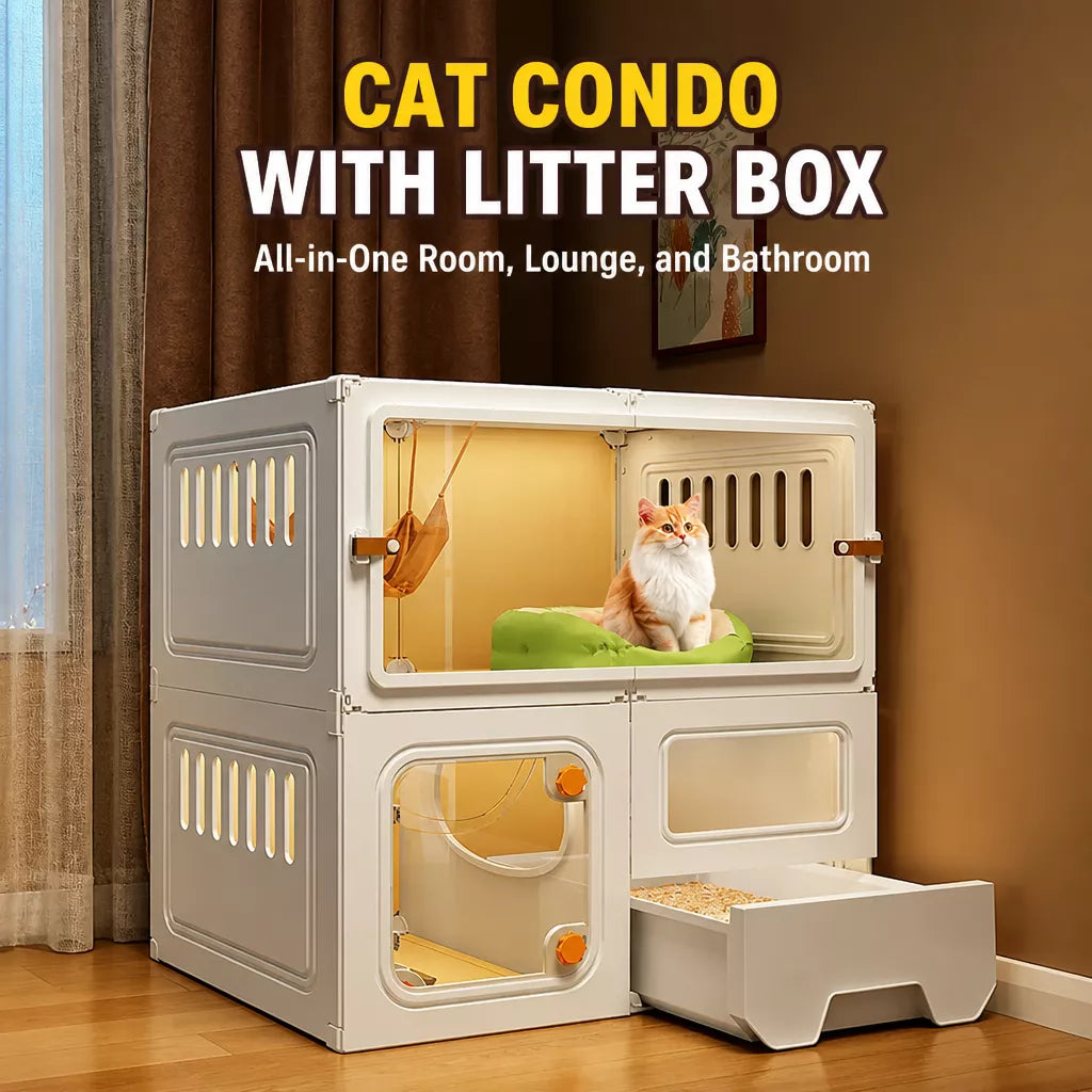 Indoor Cat Enclosure with Litter Box Area