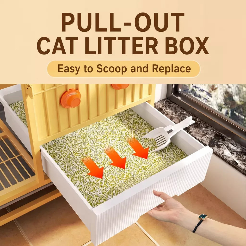 Multi-Level Cat Cage with Integrated Litter Box