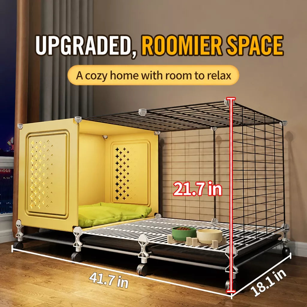 Elevated Indoor Dog Kennel with Separate Toilet Areas for Small Dogs