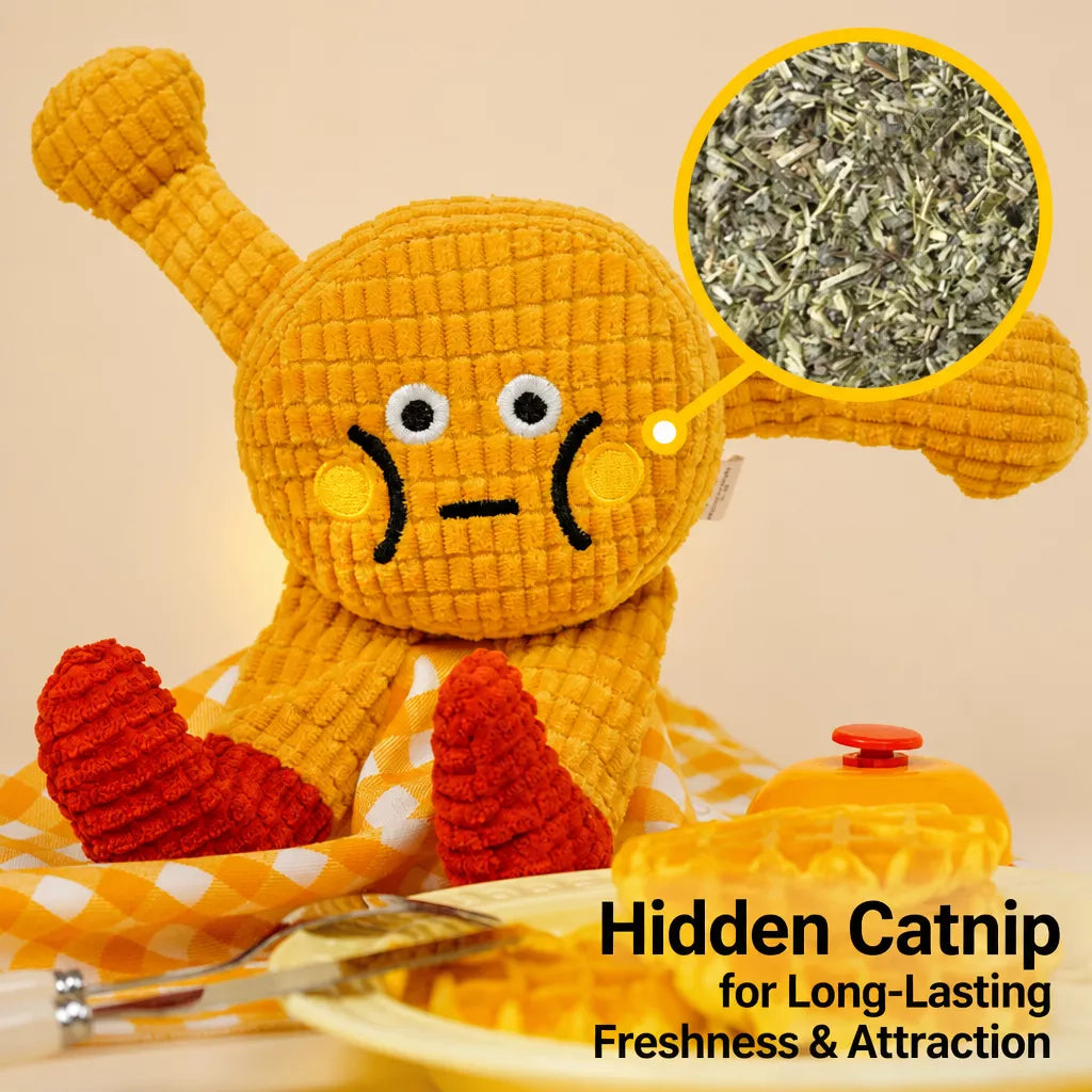 Waffle Plush Cat Toy with Crinkle Sound & Catnip
