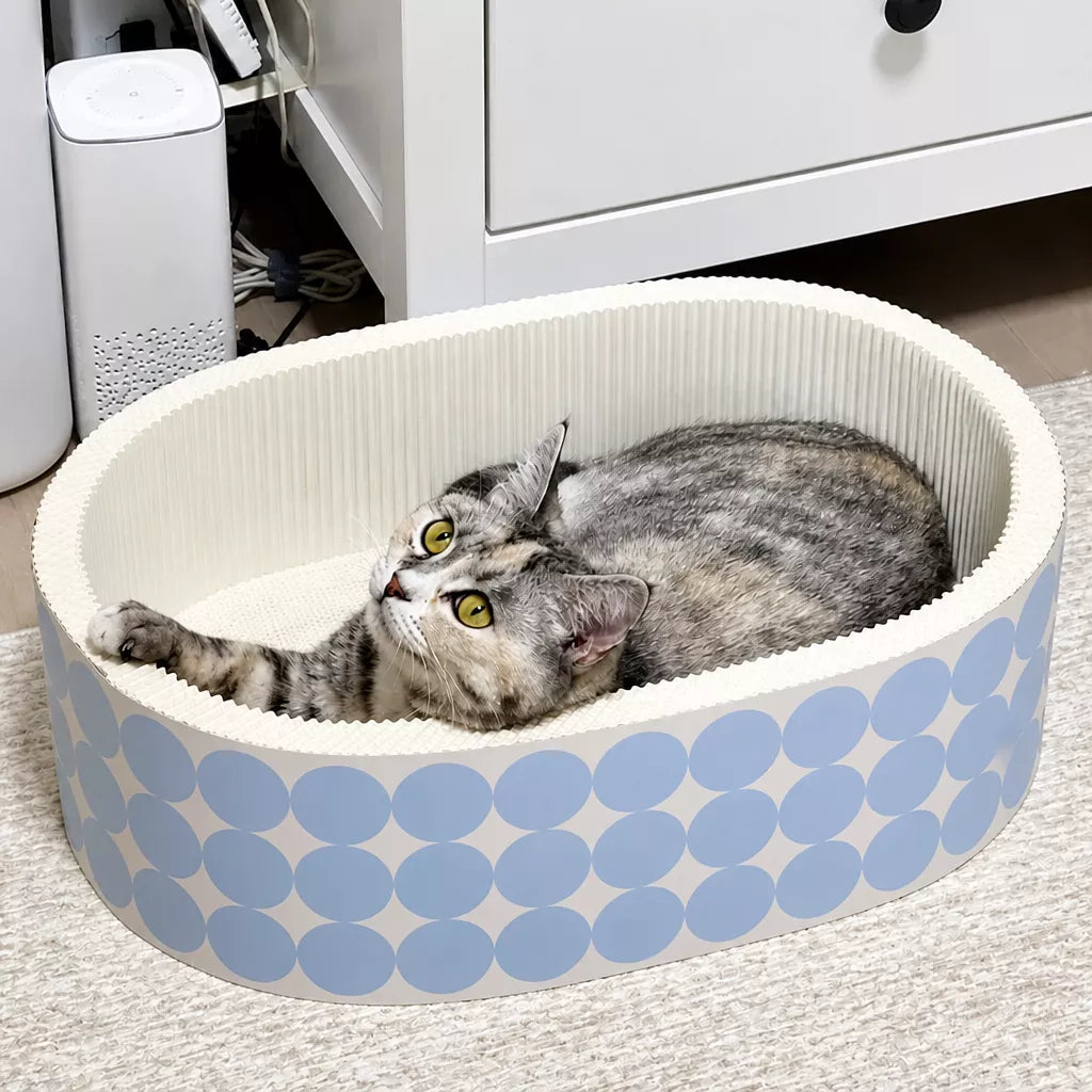 Deep Oval Cardboard Cat Scratcher Bed