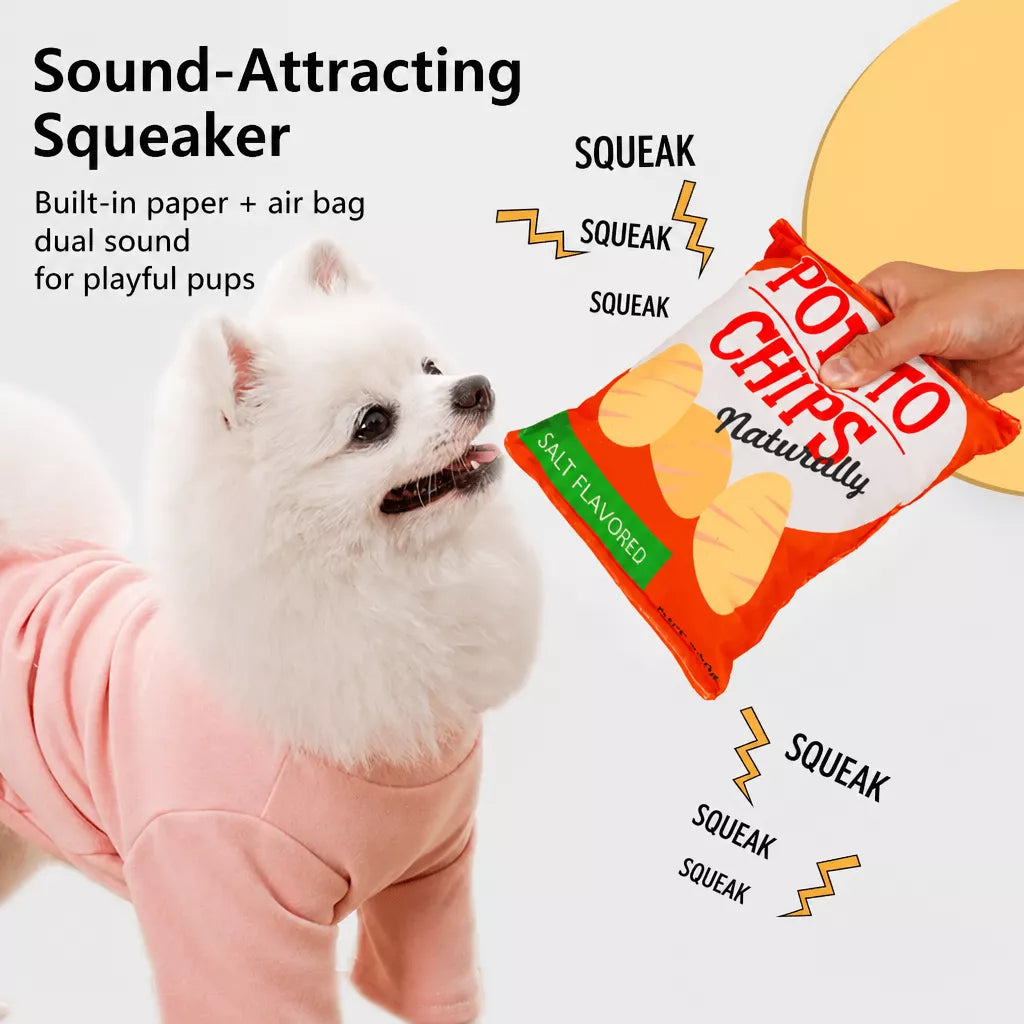 Plush Squeaky Potato Chip Toy for Dogs and Cats