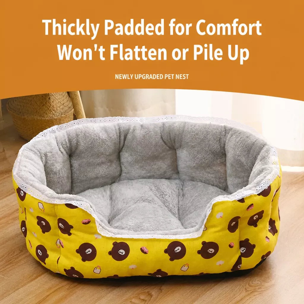 Semi-Enclosed Plush Sofa-Style Pet Bed for Cats and Small Dogs