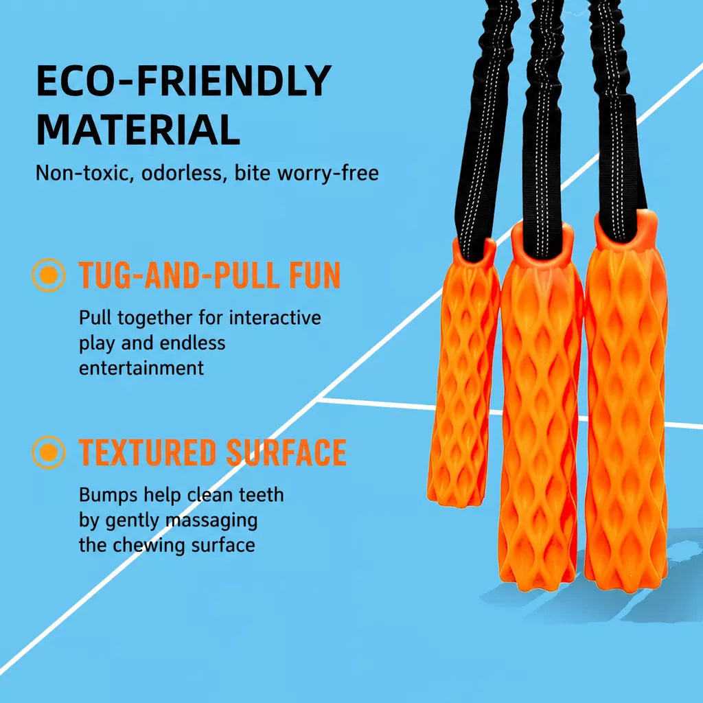 Textured Silicone Squeaky Tug Toy for Dogs