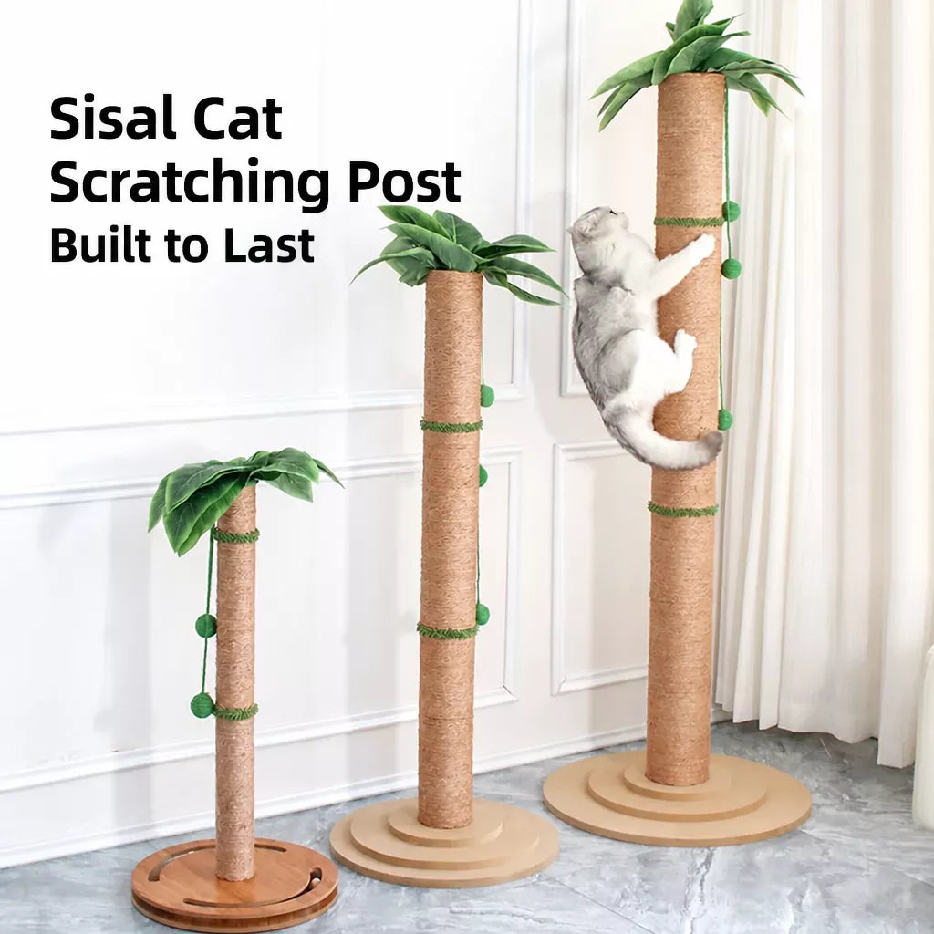 Tall Sisal Cat Scratching Post with Vertical Climbing Design