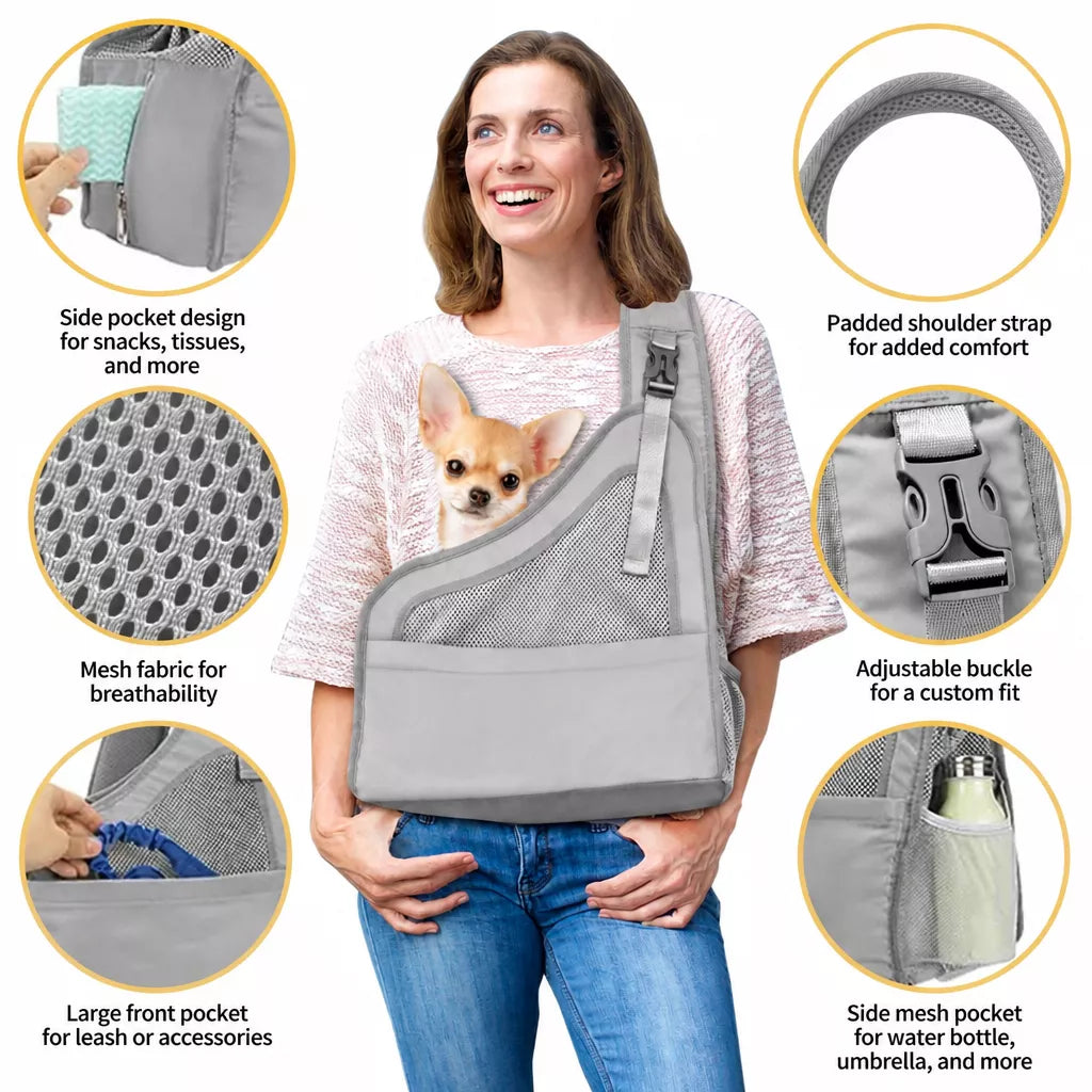 CUBY Breathable Mesh Crossbody Pet Carrier for Cats and Small Dogs