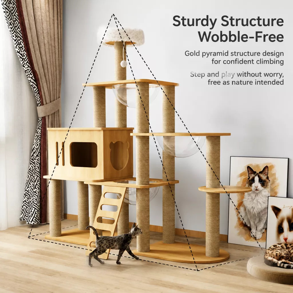 Cat Tree with Enclosed Cat House and Scratching Posts