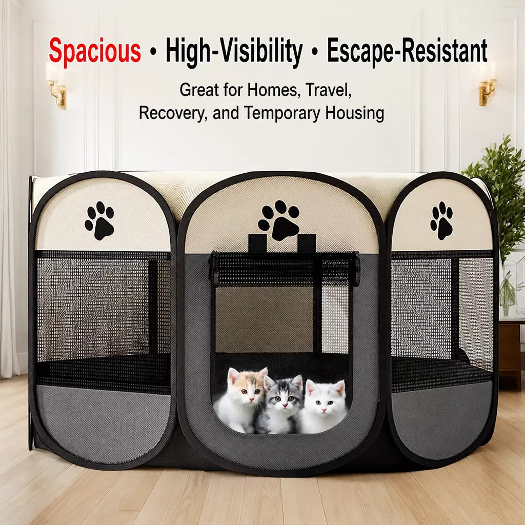 Foldable Enclosed Pet Bed for Cats and Dogs
