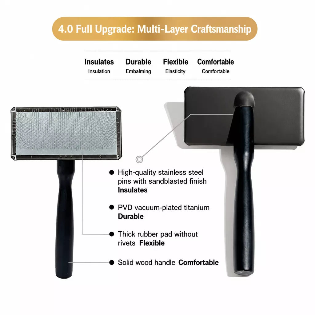 Pet Pin Brush for Dogs and Cats, Long-Hair Grooming Tool