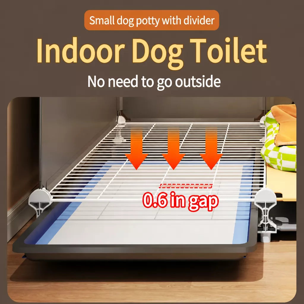 Indoor Iron Dog Crate with Separate Potty Area