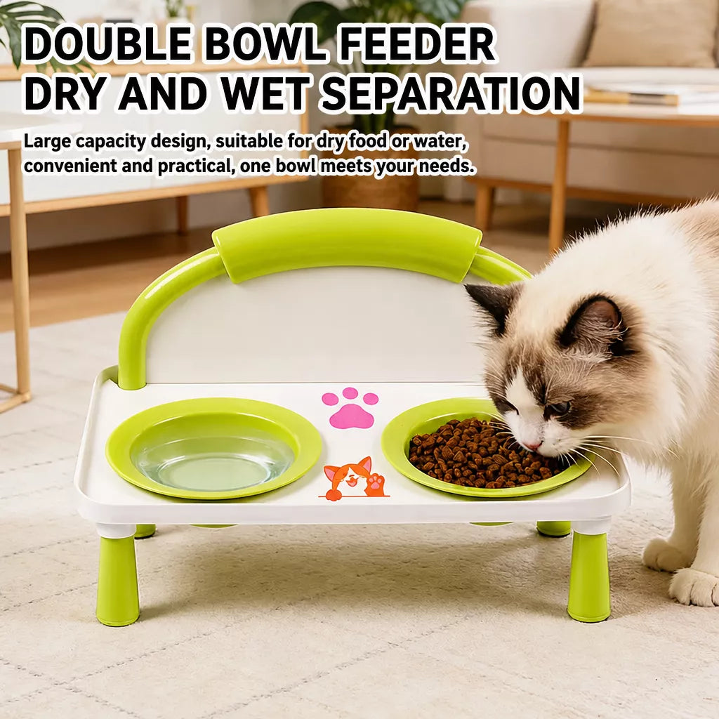 Elevated Ceramic Double Bowl Set for Cats & Dogs